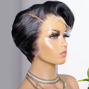 Peluca Corta de Cabello Humano Remy Eonian, con Encaje Completo, Ondulado, con Parte en T para Corte, 100% Cabello Humano, 6 Pulgadas, Black Friday - Product Image 1