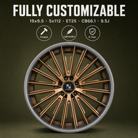 Jantes forgées 3 pièces en bronze 5 branches étoilées, livraison directe usine OEM, vente chaude, 19x9.5 5x112 6061 T6, jantes personnalisées à déport profond pour Toyota
