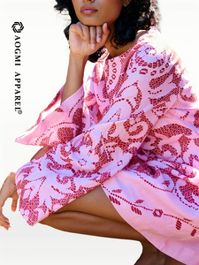 <span class=keywords><strong>Couture</strong></span> thời trang nữ mini in kỹ thuật số lụa Flare tay áo thân thiện với môi ăn mặc giản dị - Product Image 3