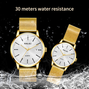 Envío Directo HALEI Nuevo Reloj de Cuarzo Original con Correa de Malla de Acero Inoxidable, Diseño Minimalista, Visualización de Fecha Analógica, Movimiento Japonés - Product Image 5