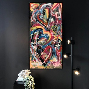 Originale astratto colorato appendere la parete cuori pittura a olio arte su tela vibrante opera d'arte di strada stile di arte della parete decorazione di belle arti - Product Image 3
