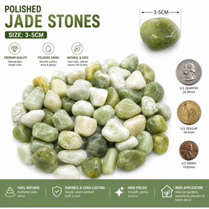 Ciottoli di Giada Verde Naturale Lucidati 3-5cm, Pietre Decorative Ecologiche <span class=keywords><strong>per</strong></span> <span class=keywords><strong>Piante</strong></span> <span class=keywords><strong>Grasse</strong></span>, Cactus, Vasi, <span class=keywords><strong>Piante</strong></span> da Interno e Giardino - Product Image 1