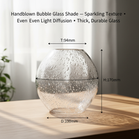 Abat-jour en verre soufflé artisanal en forme de globe terrestre, accessoires d'éclairage pour hôtels et gîtes, vente en gros