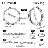 FAAK Menottes et chaînes BDSM avec cadenas, jouets de bondage en métal pour unisexe, kit de harnais de fétiche robuste et résistant - Menottes