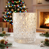 Série de bougeoirs en verre gaufré à motifs, pots à bougies votives et à tealight, récipients à bougies décoratifs pour la maison et centres de table de mariage