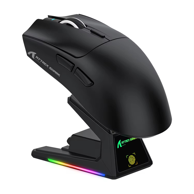 ATTACK SHARK X1 Tri-mode Gaming Mouse 40000DPI PAW3395PRO Sensor Wired 2.4G Mouse with Touchpad RGB Charging Dock