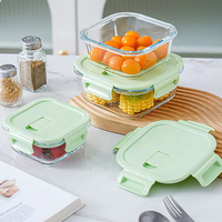 Contenants de préparation des repas en verre borosilicate de haute qualité avec couvercles étanches, boîte à lunch en verre empilable pour le bureau, l'école et la maison