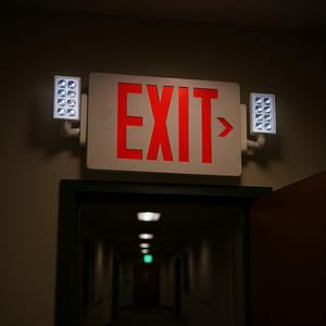 Luz de Emergencia LED de Dos Cabezas con Batería de Respaldo, Señal de Salida Roja Comercial, 3 Horas de Autonomía, Cuerpo de Plástico IP20 - Product Image 2