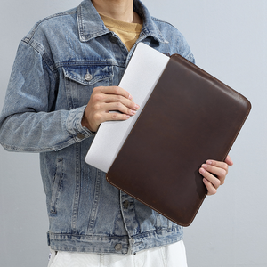 AIGUONIU New Vintage 13 \ "<span class=keywords><strong>14</strong></span> \" Inch <span class=keywords><strong>Macbook</strong></span> <span class=keywords><strong>Pro</strong></span> Housse pour ordinateur portable en cuir de vachette véritable <span class=keywords><strong>Pochette</strong></span> Sac en cuir de vachette élégant - Product Image 3