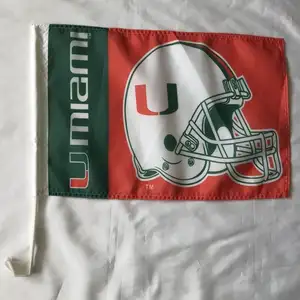 Drapeau de voiture Acc University Miami Hurricanes personnalisé de haute qualité avec poteau