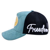 Casquette de baseball brodée à 5 panneaux, personnalisable, pour homme, en maille, avec logo personnalisé, en daim, style trucker, haute qualité, fabrication ODM/OEM