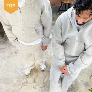 Ensemble <span class=keywords><strong>de</strong></span> survêtement homme <span class=keywords><strong>de</strong></span> haute qualité, pantalon <span class=keywords><strong>de</strong></span> jogging ample et sweat à capuche, uni, en molleton bouclette épais, personnalisable - Product Image 1