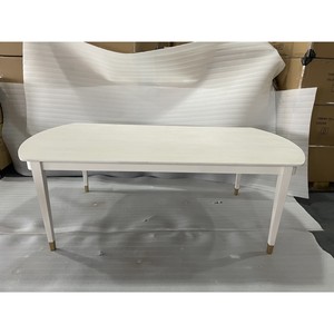 Table à manger moderne 2200 x 1065 x 760 en bois blanc avec pieds dorés pour meubles de maison - Product Image 5