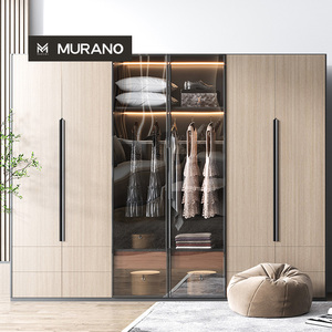 Armarios de Madera Contrachapada de Diseño Personalizado para Toda la Casa, Armarios Modernos con Iluminación LED y Puertas de Vidrio - Product Image 1