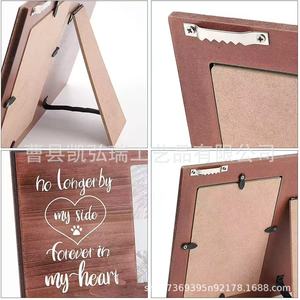 Vintage wooden keepsake pet photo frame display <b>stand</b>, pet dog collar photo frame, pet growth <b>record</b> album - Product Image 5