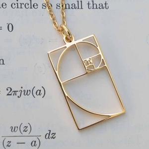 Fibonacci collana a spirale oro giallo in scala 18k placcato oro in acciaio inox matematica scienza gioielli - Product Image 2