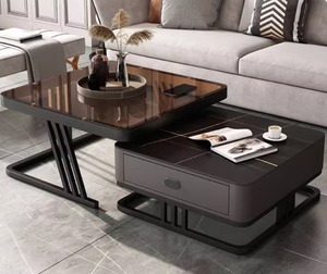 Tavolino da Caffè Moderno in Vetro Estensibile con Struttura in Metallo - Durevole, Ecologico, Facile da Pulire, con Spazio di Archiviazione per Arredamento Soggiorno - Product Image 6
