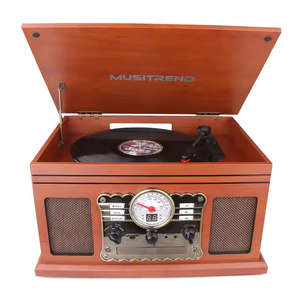 SZHFJCTH Tourne-disque <span class=keywords><strong>vinyle</strong></span> en <span class=keywords><strong>bois</strong></span> Hifi Phonographe à trois vitesses Tourne-disque rétro avec lecteur de cassettes - Product Image 3