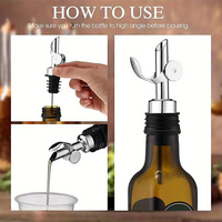Vertedor de botella de licor con tapa automática para alcohol, vino, dispensador de aceite de oliva de acero inoxidable con tapón para aceite de oliva