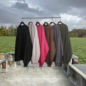 Fabricante de ropa de calle peso pesado en blanco Vintage lavado ácido peso pesado sudadera en blanco logotipo personalizado hombres Sudadera de cuello redondo - Product Image 3