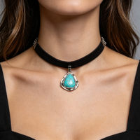 Collier en alliage tendance le plus vendu, pendentif demi-soleil en bambou simple et élégant avec turquoise, cadeau pour petite amie