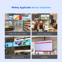 Affichage numérique intelligent premium de 65 pouces, connecté en Wi-Fi, pour café, moniteur publicitaire suspendu au plafond, sans frais mensuels