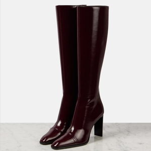 Fashion Solid Wide Fit Women's Knee High <b>Boots</b> Ladies Chunky High Heels Shoes Square Toe on Long Booties - Product Image 1