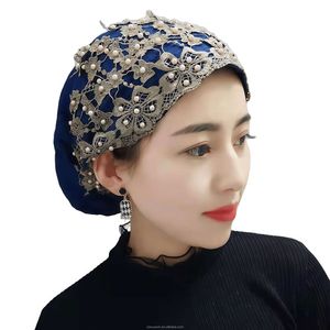 Pañuelo islámico YASEEN de encaje elástico con perlas para mujer, moda musulmana, ecológico, transpirable, adecuado para todas las estaciones. - Product Image 4