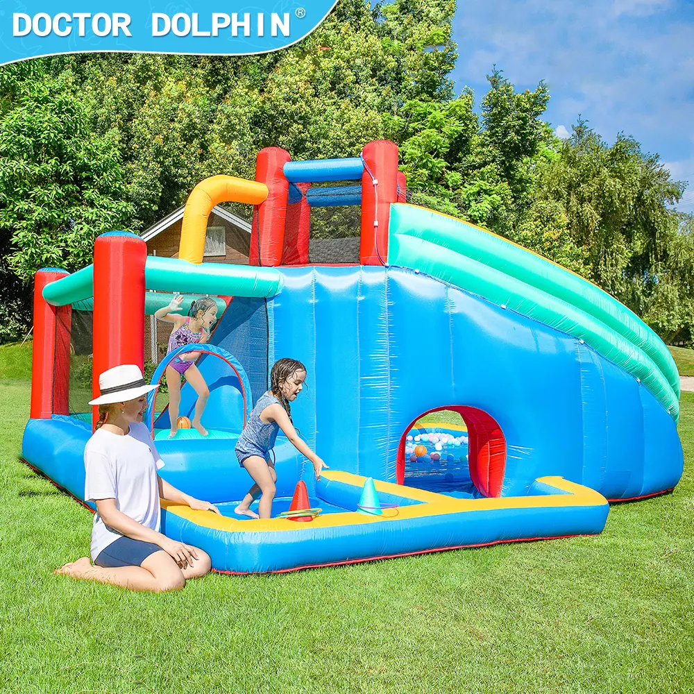Doctor Dolphin Custom Cool Slide Game Pool Inflatable Water Slide Jump House Bouncing Castle