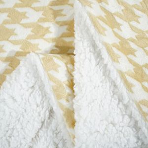 Manta Sherpa de pata de gallo, manta ultrasuave para sofá cama, manta acogedora de lana de felpa para todas las estaciones, amarilla - Product Image 5