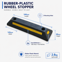 Borne de stationnement en caoutchouc et plastique 550 mm réfléchissante, 2,5 kg, pièce unique, jaune + noir, 2 trous pré-perforés, pour expédition et stationnement