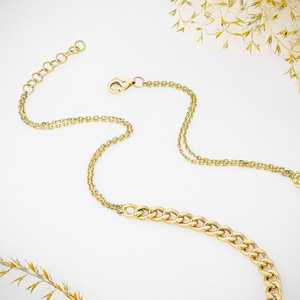 Collar de Oro Amarillo Sólido de 18k con Engaste de Diamantes y Cadena Cubana para Regalo de Boda o Compromiso - Product Image 6