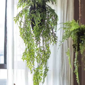 Decorazione da Parete con Piante Verdi Simulate, Felce Artificiale, Sfera Verde Pendente, Decorazione Murale con Piante Verdi - Product Image 4