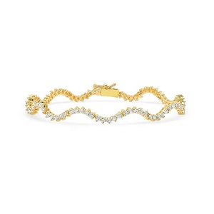 14/18K Plaqué <span class=keywords><strong>Or</strong></span> Vermeil 925 Sterling Silver CZ Lab Diamond Moissanite Fine Jewelry Twisted Wave Tennis Bangle <span class=keywords><strong>Bracelet</strong></span> Femme - Product Image 1