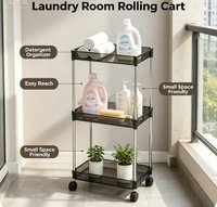 Chariot en plastique durable résistant à la rouille, design extensible, étagère de rangement multi-usages pour la maison