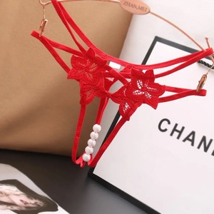 Mutandine da donna Sexy Lingerie Sexy perizoma di perle apertura sul cavallo G-strings tentazione biancheria intima da donna mutande erotiche femminili - Product Image 6