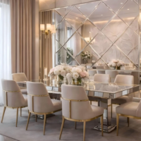 Ensemble de table à manger moderne sur mesure, luxe, pour villa, salon, décoration résidentielle haut de gamme, canapé élégant, ottoman, design de tête de lit