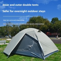 Tente de camping légère double couche une chambre 2-3 personnes quatre saisons pour la randonnée sac à dos facile à installer coupe-vent étanche à la pluie