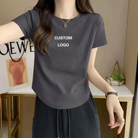 Logo personnalisé T-shirt pour femmes T-shirt pour femmes T-shirt court vierge pour femmes Crop Top pour femmes Vêtements pour femmes Crop Tops T-shirts pour femmes