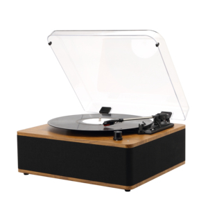 Tourne-disque rétro BT avec Bluetooth, lecteur <span class=keywords><strong>de</strong></span> disques vinyles avec couvercle anti-poussière, en bois, excellent son - Product Image 1