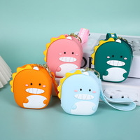 Pochette à monnaie en silicone étanche, sac de rangement, pendentif porte-clés dinosaure de dessin animé, porte-clés anime, sac de rangement pendentif