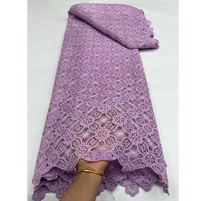 Venta al por mayor de fábrica: Cordón bordado de guipur soluble en agua, tela de encaje de 5 yardas para ropa de mujer. - Product Image 3