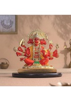 Statue de Hanuman Panchmukhi plaquée or 24 carats, émail orange, idole religieuse hindoue, décoration pour la maison et le temple, cadeau de mariage, artisanat