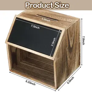 黒板とロックチップ付きのレトロなカラーの木製ロック提案ボックス提案寄付投票チップ用のジャー寄付投票ボックス