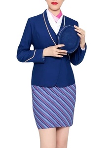 Logotipo personalizado <span class=keywords><strong>Asiana</strong></span> Filipinas Malasia Arabia Saudita aire anfitriona piloto de línea aérea faldas abrigo uniforme conjunto para mujeres - Product Image 1