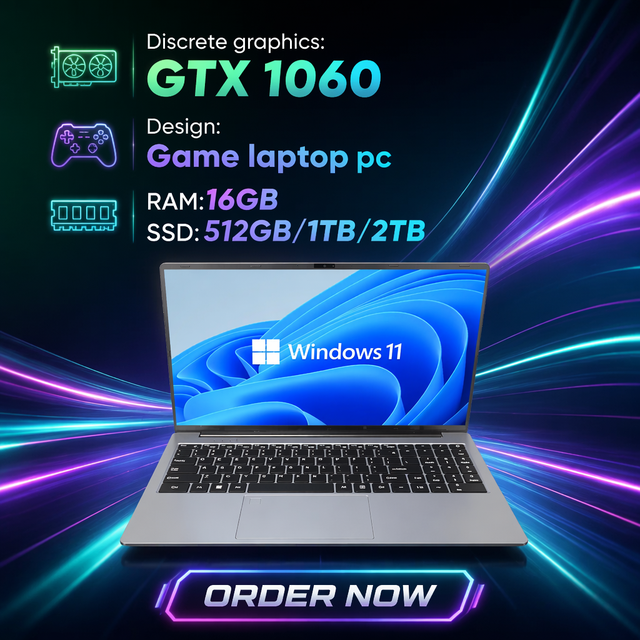 Youwide Gaming Laptop Intel Core N95 + GTX 1060 IPS Screen 16GB RAM 512GB/1TB SSD Quad Core Processor Windows 11 RGB US/UK