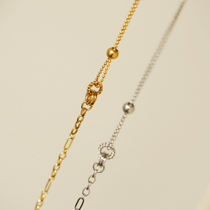 Collar de cadena circular con cuentas entrelazadas estilo <span class=keywords><strong>BF</strong></span> para parejas, joyería de acero inoxidable que no se deslustra, regalo diario o de aniversario - Product Image 3