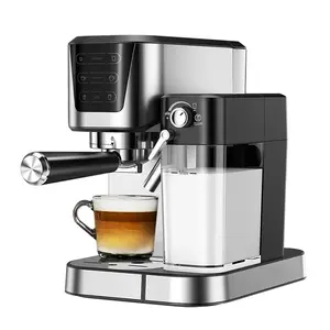 Cafetera automática Cafetera Espresso Pantalla táctil de acero inoxidable 4 en 1 Máquina de capuchino plateada eléctrica 20 Bar 1.7L