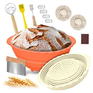 Starter Kit di pasta madre 9 "cesto di prova del pane Set forniture per la cottura del pane a lievitazione naturale con strumenti per la preparazione del pane - Product Image 1