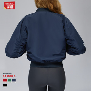 เสื้อแจ็คเก็ตบอมเบอร์มีซิปสำหรับผู้หญิงของ Zechuang แขนยาว ระบายอากาศได้ดี ผลิตจากโพลีเอสเตอร์ เหมาะสำหรับเล่นกีฬาและวิ่งกลางแจ้ง - Product Image 5
